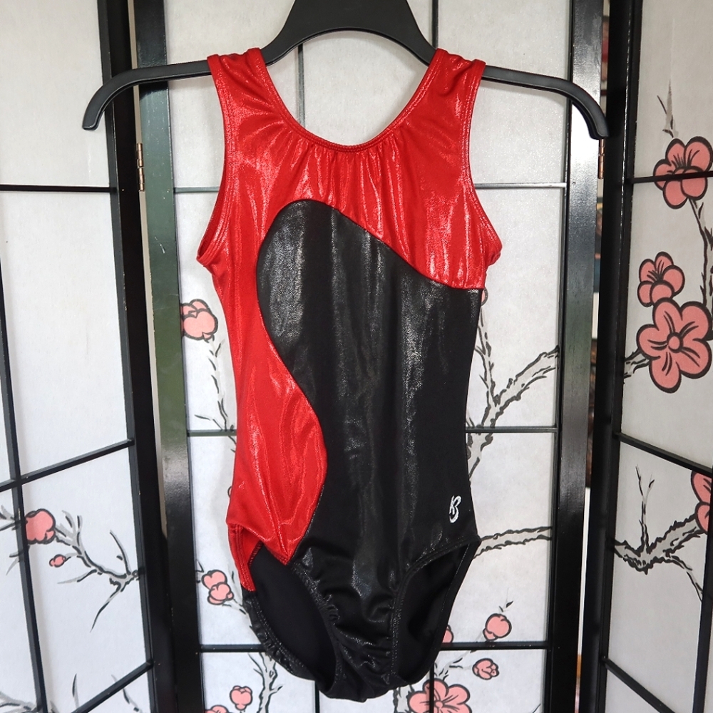 K-Bee Leotards Bold Red and Black One Piece with Glossy Finish Medium